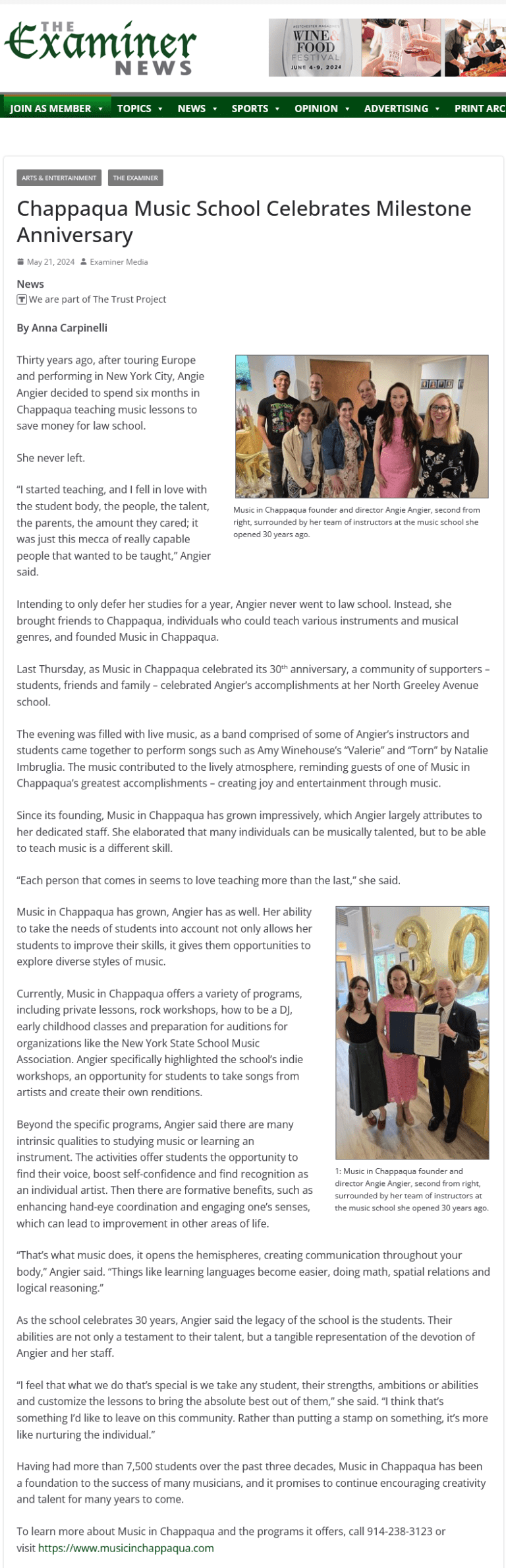 Chappaqua Music School Celebrates Milestone Anniversary The Examiner News 768x2376
