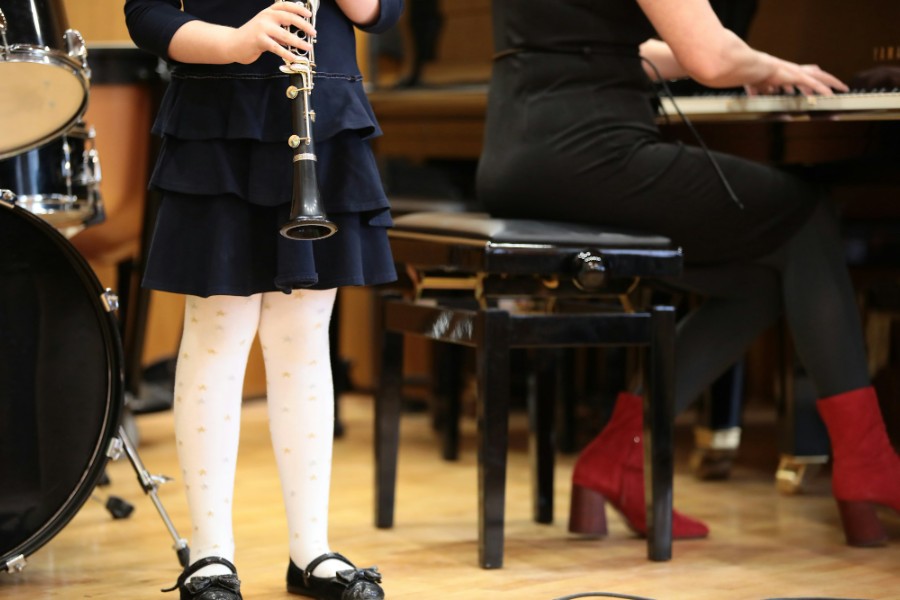 clarinet player accompanied by pianist