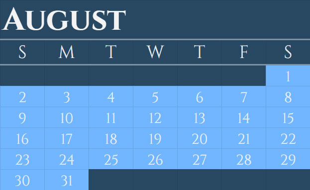 calendar aug